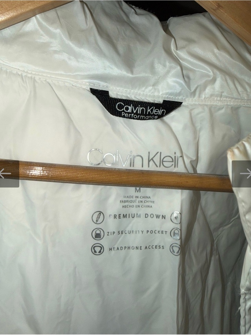 Calvin Klein white down Quilted Vest with Black Trim - Picture 2 of 5